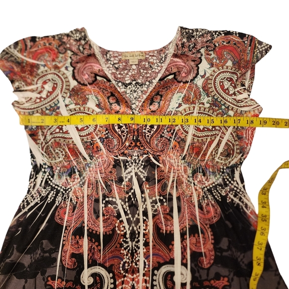 Live and Let Live Boho V-neck Crochet Lace Back Size M - Picture 8 of 12